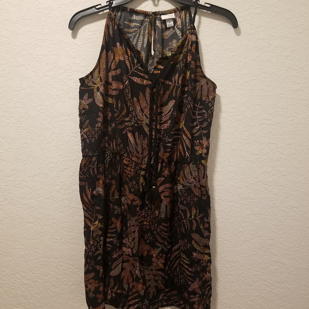 Black and Floral-print Romper